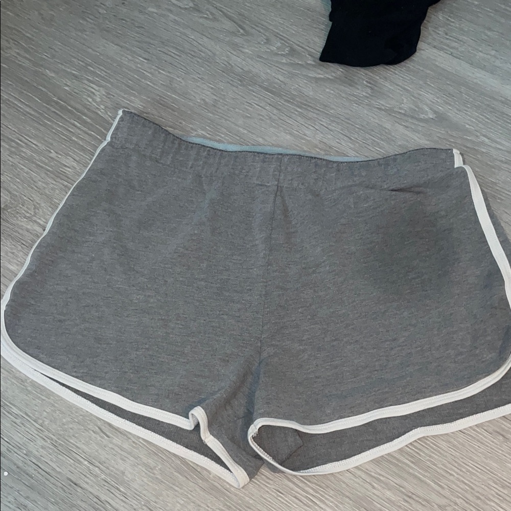 Hollister Charcoal Athletic Shorts with Ivory Edging